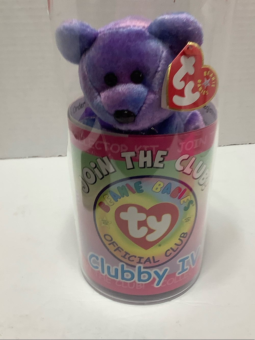 Ty Purple Plush Clubby IV Bear with Heart Tag